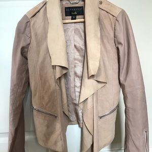 Soft pink luxurious real suede and leather jacket.